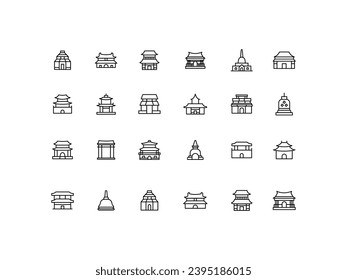 Temple icon set. Solid icon collection. Vector illustration.