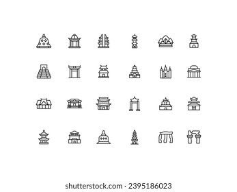 Temple icon set. Solid icon collection. Vector illustration.