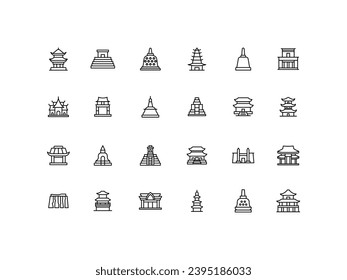 Temple icon set. Solid icon collection. Vector illustration.