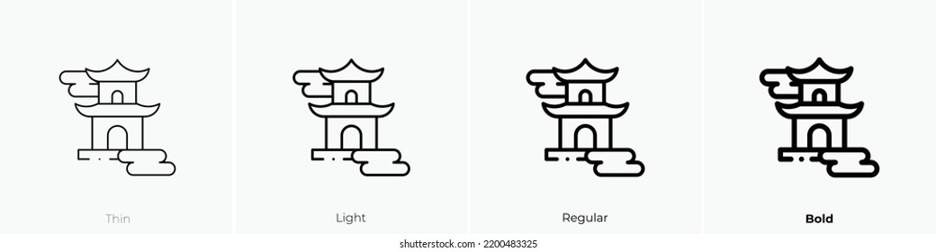 temple icon. Thin, Light Regular And Bold style design isolated on white background