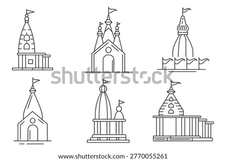 Temple icon. temple icon, vector best line icon. Temple icon with Indian architecture in outline style, ancient cultural landmark, heritage religious monument, tourism and tradition. 
