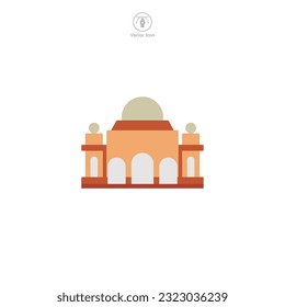 Temple icon vector illustrates a stylized place of worship, signifying religion, spirituality, prayer, faith, and diverse cultural traditions