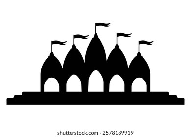 Temple icon, vector. Silhouette of Hindu Temple icon. Temple symbol design from Religion. Vector illustration.