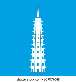 Temple icon white isolated on blue background vector illustration