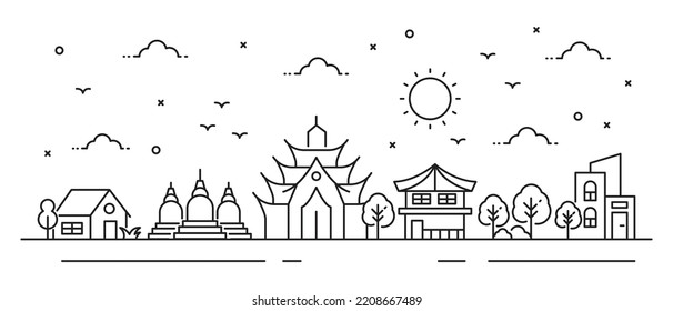 Ilustración temple en estilo de línea delgada