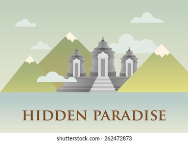 temple landscape on mountain hidden paradise