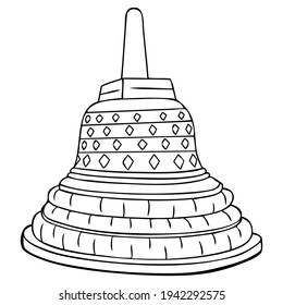 temple line vector illustration,
isolated on white background.top view