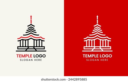 Icono del logotipo del templo símbolo torre de la iglesia religión diseño del logotipo minimalista plantilla moderna