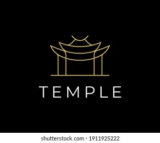 Temple Logo, Luxury Elegant with simple line art, monoline, outline style