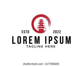 temple logo with stacked roof, vector, illustration, circle