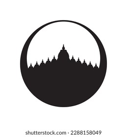 Diseño de icono de ilustración vectorial del logotipo de templo.