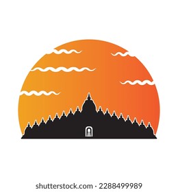 Diseño de icono de ilustración vectorial del logotipo de templo.