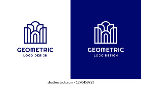 Temple Logotype template, positive and negative variant, corporate identity for brands, blue product logo, vector design