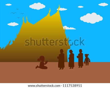 temple and neophyte isolated on background 