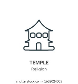 Temple outline vector icon. Thin line black temple icon, flat vector simple element illustration from editable religion concept isolated stroke on white background