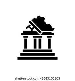 Temple Ruin with Fallen Roof Historic Architectural Structure Design