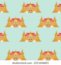 Temple seamless pattern, vector, illustration