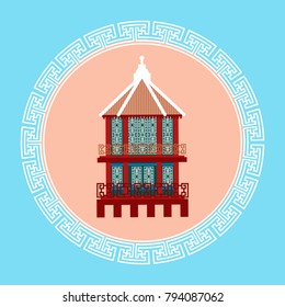 Temple Seoul Landmark Icon South Korea Travel Destination Concept Flat Vector Illustration