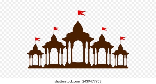 Temple silhouette illustration on transparent background