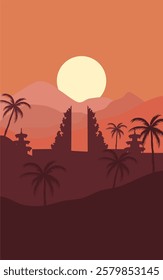 Temple silhouette landscape in mount 