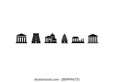 Temple Silhouette Vector Collection Set