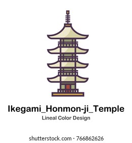 a temple in the south of Tokyo Lineal Color Vector Illustration