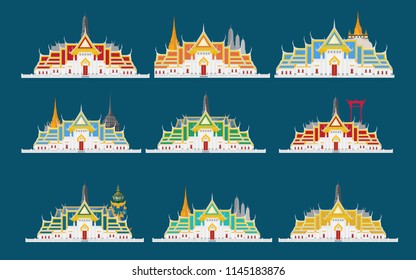 Temple Thailand and blue background