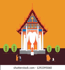 temple thailand with monk