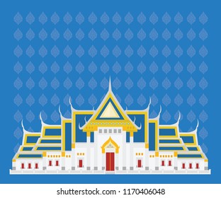 temple in thailand on blue background