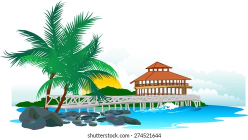 Temple in Thailand Vector Illustration