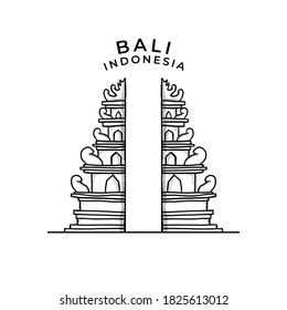 Temple Tourism Religious Herritage Icon Hand Drawn Vector. Bali Island Destination Symbol Background. Bali Indonesia Shrine Landmark Illustration