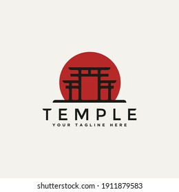 Temple Traditional Landmark Logo Vector Illustration Design. Simple Asian Buddhist Culture Building Logo Concept