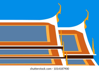 Temple in vector, Detail of architecture at Famous Wat Arun (The Temple of Dawn) temple in Bangkok, Thailand. The shelter of this temple is regarded as one of the most beautiful in Thailand.