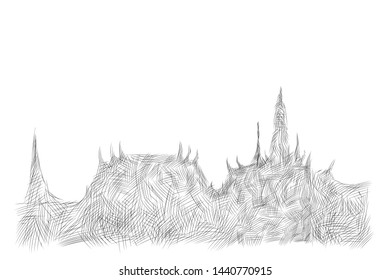 temple vector drawing contour style