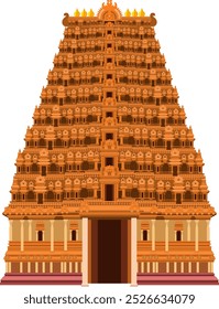 Temple Vetor, Hindu Temple Ilustração, Devocional, Arte vetorial