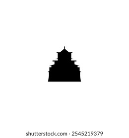 Temple vector icon. Isolated asian shrine, buddhism church clipart, black and white simple contour graphic for web, infographics