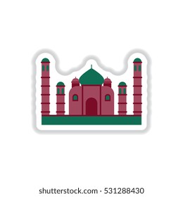 temple Vector illustration in paper sticker style Taj mahal temple