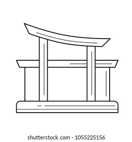 Icono de línea vectorial de templo aislado en fondo blanco. Punto de referencia del viaje, icono de la línea del templo para infografía, sitio web o aplicación. Icono diseñado en un sistema de cuadrícula.