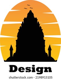 Diseño de silueta vector de templo de la arquitectura prambanana ilustración templo hindú