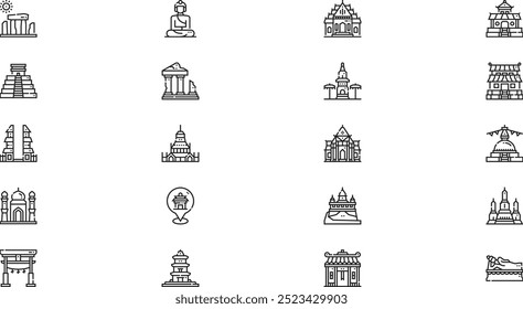 Temples icons High-Quality Vector Icons Collection with Editable Stroke. Ideal for Professional and Creative Projects.