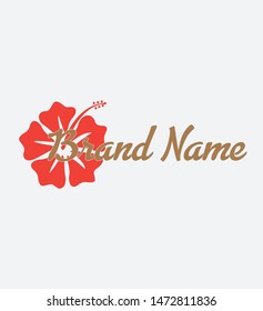 TEMPLET LOGO WITH TEXT AND BACKGROUND FLOWER WITH COLORED RED