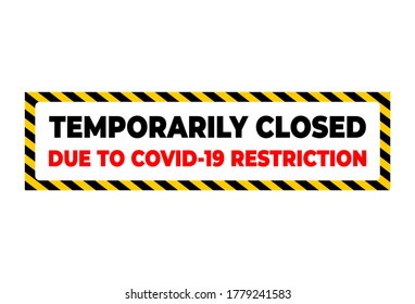 Temporarily closed due to covid-19 restrictions horizontal sign