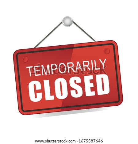 Temporarily Closed hanging label sign. flat design vector illustration isolated on white background Stock foto © 