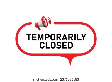 Temporarily closed sign on whiye background