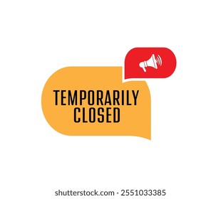 Temporarily closed sign on whiye background