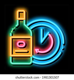 envejecimiento temporal del vector del signo de la luz del neón de vino. Icono brillante de envejecimiento temporal del signo del vino. ilustración de símbolo transparente