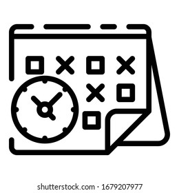 Icono de calendario temporal. Icono de vector de calendario temporal de esquema para diseño web aislado en fondo blanco