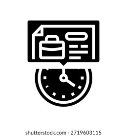 vetor de ícone de glifo de limite de tempo de contrato temporário. sinal de limite de tempo de contrato temporário. ilustração de símbolo isolado