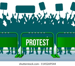 Temporary Fencing Barrier Protesting Crowd Composition