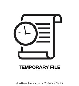 Temporary file icon. A temporary file is a file created to store information temporarily isolated on background vector illustration.